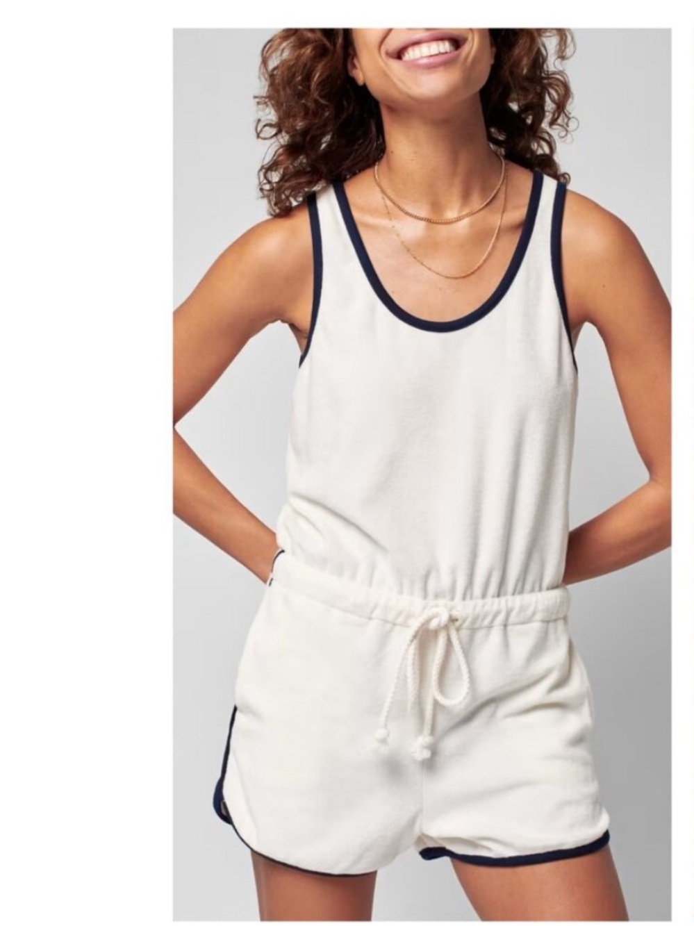 Faherty Cabana Terry Romper Oyster Size XS